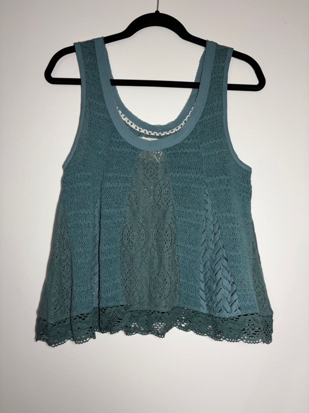 Meadow Rue Anthropologie Open Knit Crochet Lace Tank Top